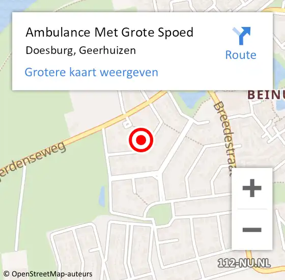 Locatie op kaart van de 112 melding: Ambulance Met Grote Spoed Naar Doesburg, Geerhuizen op 22 februari 2022 09:48