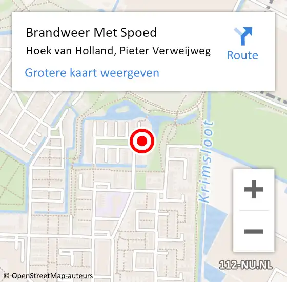 Locatie op kaart van de 112 melding: Brandweer Met Spoed Naar Hoek van Holland, Pieter Verweijweg op 22 februari 2022 10:00