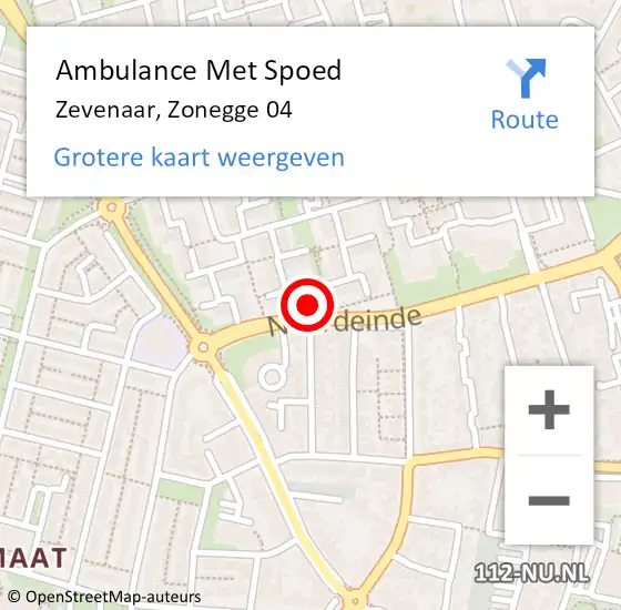 Locatie op kaart van de 112 melding: Ambulance Met Spoed Naar Zevenaar, Zonegge 04 op 22 februari 2022 10:23