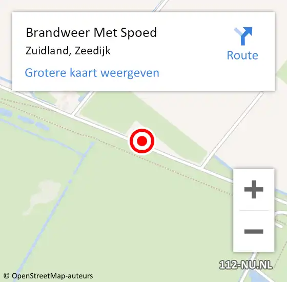 Locatie op kaart van de 112 melding: Brandweer Met Spoed Naar Zuidland, Zeedijk op 22 februari 2022 10:33