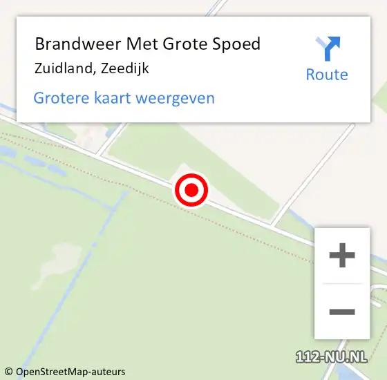 Locatie op kaart van de 112 melding: Brandweer Met Grote Spoed Naar Zuidland, Zeedijk op 22 februari 2022 10:33