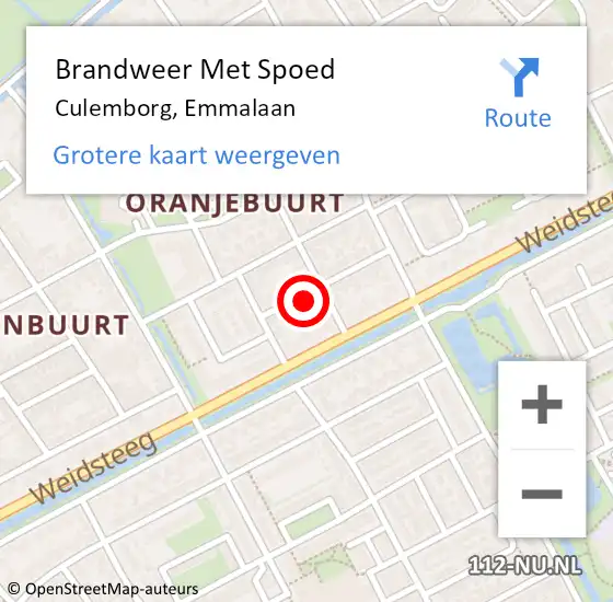 Locatie op kaart van de 112 melding: Brandweer Met Spoed Naar Culemborg, Emmalaan op 22 februari 2022 10:45