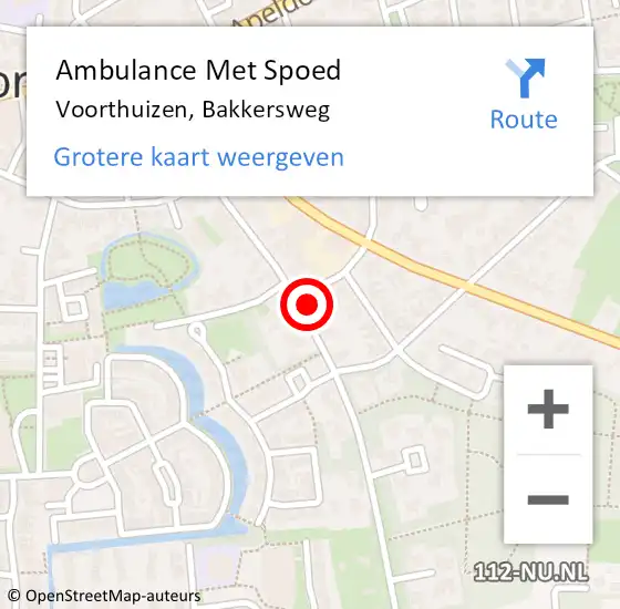 Locatie op kaart van de 112 melding: Ambulance Met Spoed Naar Voorthuizen, Bakkersweg op 22 februari 2022 11:29