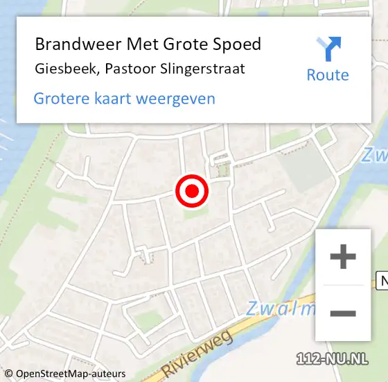 Locatie op kaart van de 112 melding: Brandweer Met Grote Spoed Naar Giesbeek, Pastoor Slingerstraat op 22 februari 2022 11:39