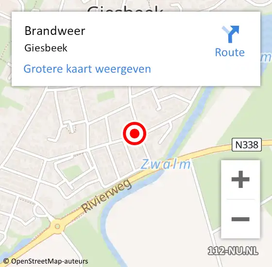 Locatie op kaart van de 112 melding: Brandweer Giesbeek op 22 februari 2022 11:50