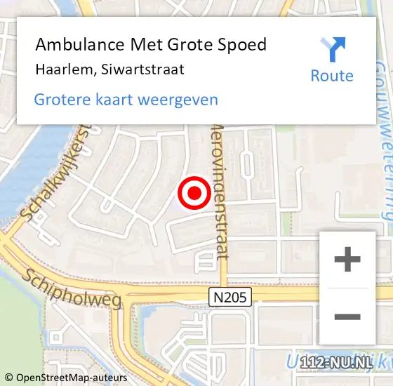 Locatie op kaart van de 112 melding: Ambulance Met Grote Spoed Naar Haarlem, Siwartstraat op 22 februari 2022 12:04