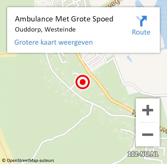 Locatie op kaart van de 112 melding: Ambulance Met Grote Spoed Naar Ouddorp, Westeinde op 22 februari 2022 12:09