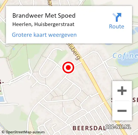 Locatie op kaart van de 112 melding: Brandweer Met Spoed Naar Heerlen, Huisbergerstraat op 22 februari 2022 12:24