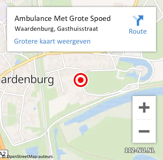 Locatie op kaart van de 112 melding: Ambulance Met Grote Spoed Naar Waardenburg, Gasthuisstraat op 22 februari 2022 12:26