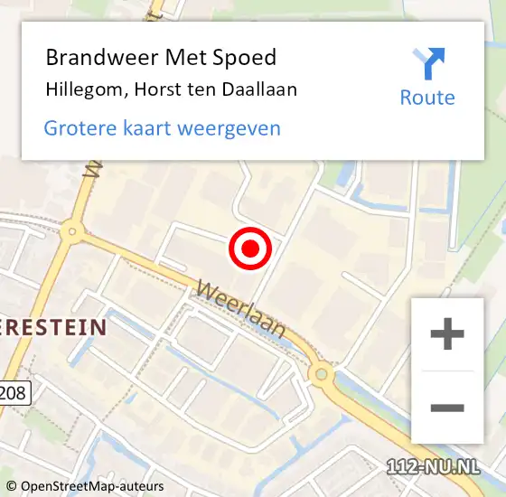 Locatie op kaart van de 112 melding: Brandweer Met Spoed Naar Hillegom, Horst ten Daallaan op 22 februari 2022 12:50