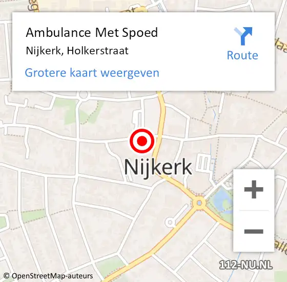 Locatie op kaart van de 112 melding: Ambulance Met Spoed Naar Nijkerk, Holkerstraat op 22 februari 2022 12:54