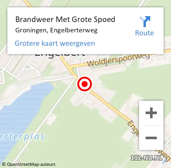 Locatie op kaart van de 112 melding: Brandweer Met Grote Spoed Naar Groningen, Engelberterweg op 22 februari 2022 12:57