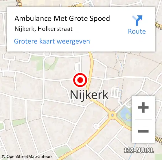 Locatie op kaart van de 112 melding: Ambulance Met Grote Spoed Naar Nijkerk, Holkerstraat op 22 februari 2022 12:57