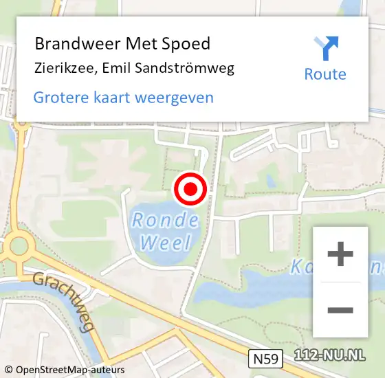 Locatie op kaart van de 112 melding: Brandweer Met Spoed Naar Zierikzee, Emil Sandströmweg op 22 februari 2022 13:07