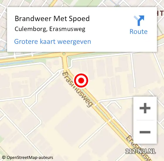 Locatie op kaart van de 112 melding: Brandweer Met Spoed Naar Culemborg, Erasmusweg op 22 februari 2022 13:11