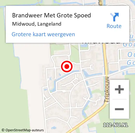 Locatie op kaart van de 112 melding: Brandweer Met Grote Spoed Naar Midwoud, Langeland op 22 februari 2022 13:12
