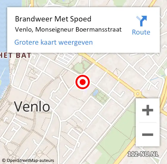 Locatie op kaart van de 112 melding: Brandweer Met Spoed Naar Venlo, Monseigneur Boermansstraat op 22 februari 2022 13:17