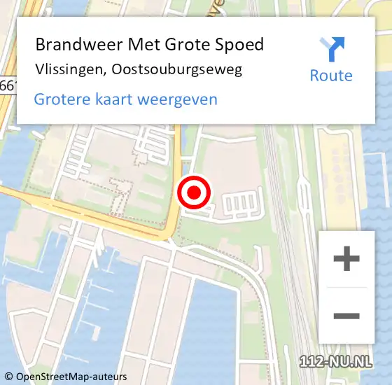 Locatie op kaart van de 112 melding: Brandweer Met Grote Spoed Naar Vlissingen, Oostsouburgseweg op 22 februari 2022 13:46