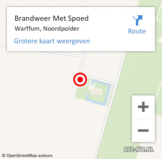 Locatie op kaart van de 112 melding: Brandweer Met Spoed Naar Warffum, Noordpolder op 22 februari 2022 13:49