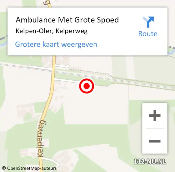 Locatie op kaart van de 112 melding: Ambulance Met Grote Spoed Naar Kelpen-Oler, Kelperweg op 22 februari 2022 13:57