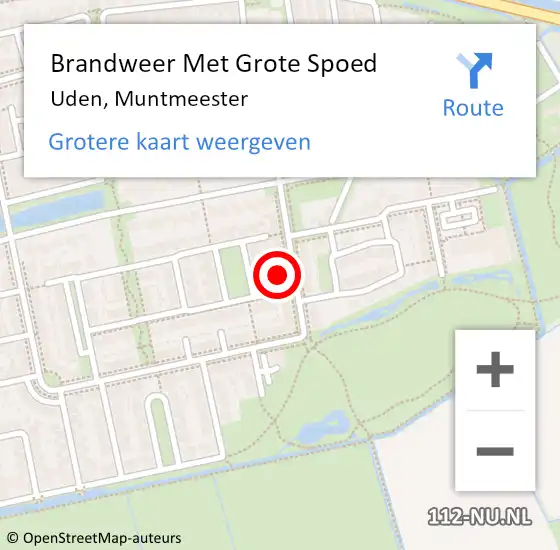 Locatie op kaart van de 112 melding: Brandweer Met Grote Spoed Naar Uden, Muntmeester op 22 februari 2022 14:01