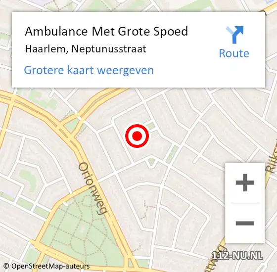 Locatie op kaart van de 112 melding: Ambulance Met Grote Spoed Naar Haarlem, Neptunusstraat op 22 februari 2022 14:05