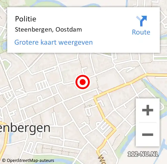 Locatie op kaart van de 112 melding: Politie Steenbergen, Oostdam op 22 februari 2022 14:14