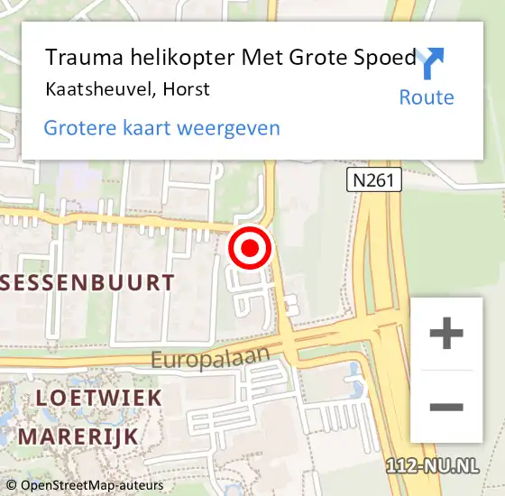 Locatie op kaart van de 112 melding: Trauma helikopter Met Grote Spoed Naar Kaatsheuvel, Horst op 22 februari 2022 14:19
