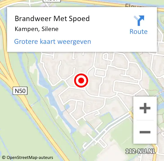 Locatie op kaart van de 112 melding: Brandweer Met Spoed Naar Kampen, Silene op 22 februari 2022 14:38