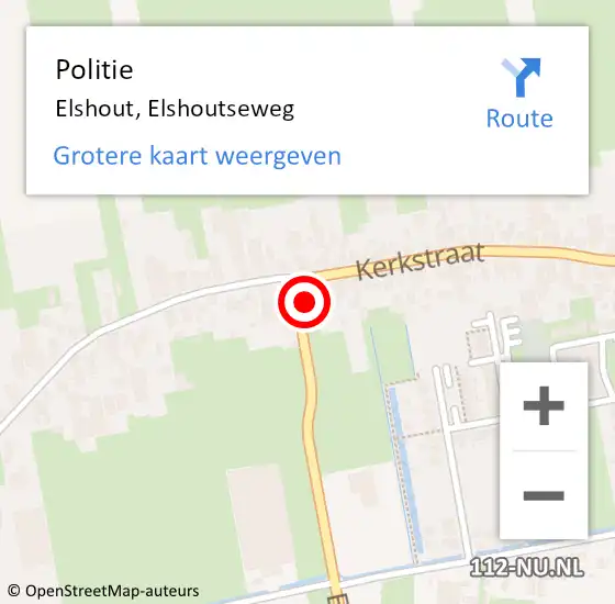 Locatie op kaart van de 112 melding: Politie Elshout, Elshoutseweg op 22 februari 2022 14:52