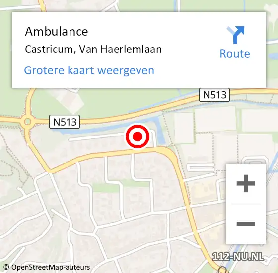 Locatie op kaart van de 112 melding: Ambulance Castricum, Van Haerlemlaan op 22 februari 2022 15:06