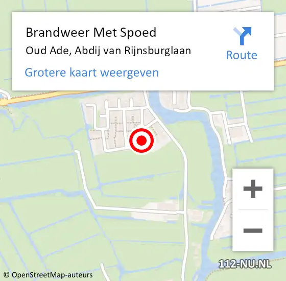 Locatie op kaart van de 112 melding: Brandweer Met Spoed Naar Oud Ade, Abdij van Rijnsburglaan op 22 februari 2022 15:12