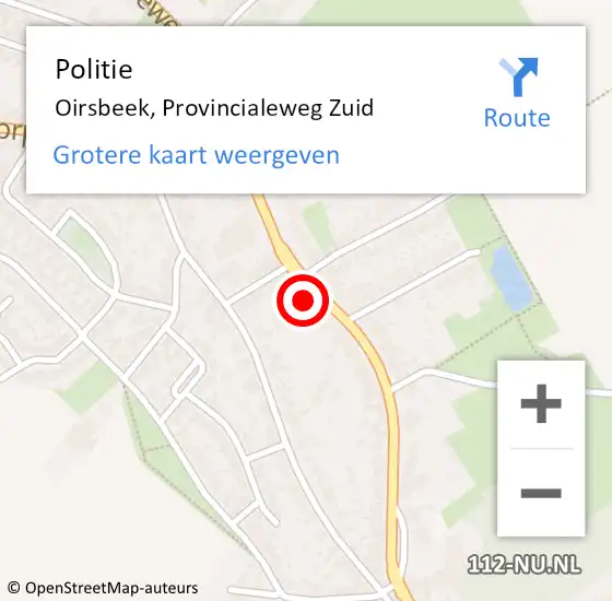 Locatie op kaart van de 112 melding: Politie Oirsbeek, Provincialeweg Zuid op 22 februari 2022 15:29