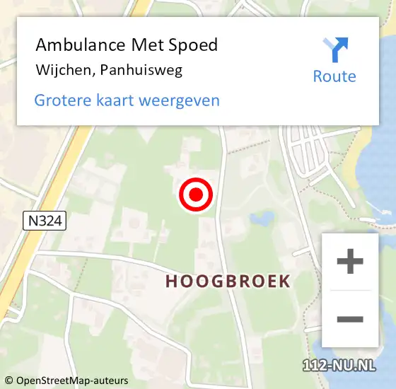 Locatie op kaart van de 112 melding: Ambulance Met Spoed Naar Wijchen, Panhuisweg op 22 februari 2022 15:40