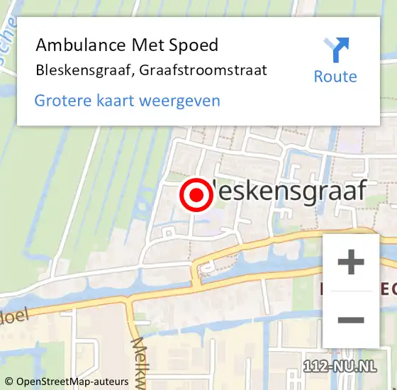 Locatie op kaart van de 112 melding: Ambulance Met Spoed Naar Bleskensgraaf, Graafstroomstraat op 22 februari 2022 15:41