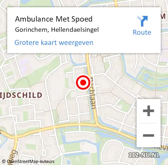 Locatie op kaart van de 112 melding: Ambulance Met Spoed Naar Gorinchem, Hellendaelsingel op 22 februari 2022 15:49