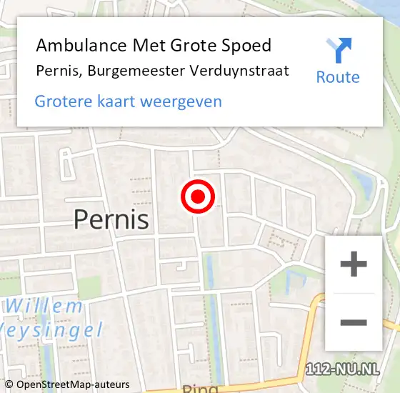 Locatie op kaart van de 112 melding: Ambulance Met Grote Spoed Naar Pernis, Burgemeester Verduynstraat op 22 februari 2022 15:51