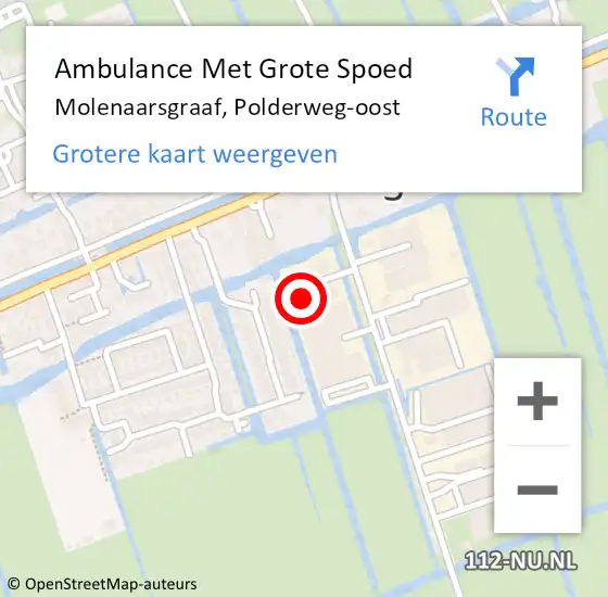 Locatie op kaart van de 112 melding: Ambulance Met Grote Spoed Naar Molenaarsgraaf, Polderweg-oost op 22 februari 2022 15:55