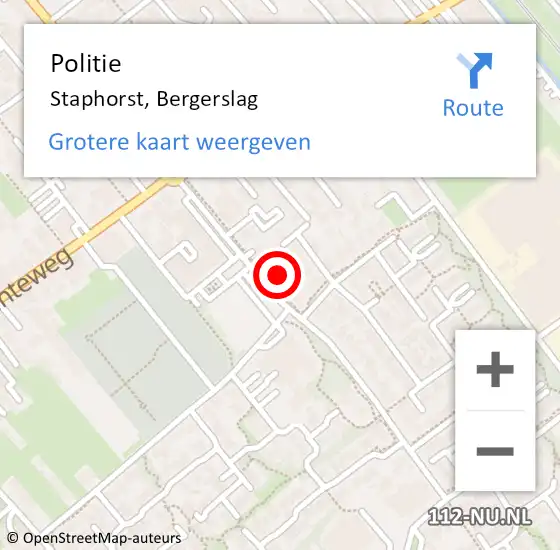Locatie op kaart van de 112 melding: Politie Staphorst, Bergerslag op 22 februari 2022 16:03