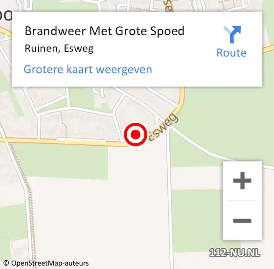 Locatie op kaart van de 112 melding: Brandweer Met Grote Spoed Naar Ruinen, Esweg op 22 februari 2022 16:04