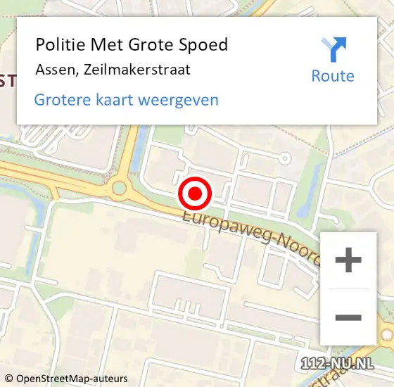 Locatie op kaart van de 112 melding: Politie Met Grote Spoed Naar Assen, Zeilmakerstraat op 22 februari 2022 16:30