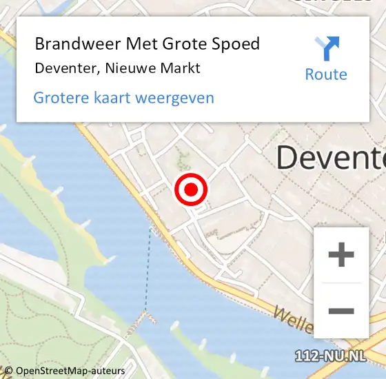 Locatie op kaart van de 112 melding: Brandweer Met Grote Spoed Naar Deventer, Nieuwe Markt op 22 februari 2022 16:47