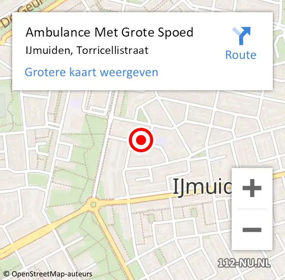 Locatie op kaart van de 112 melding: Ambulance Met Grote Spoed Naar IJmuiden, Torricellistraat op 22 februari 2022 16:49