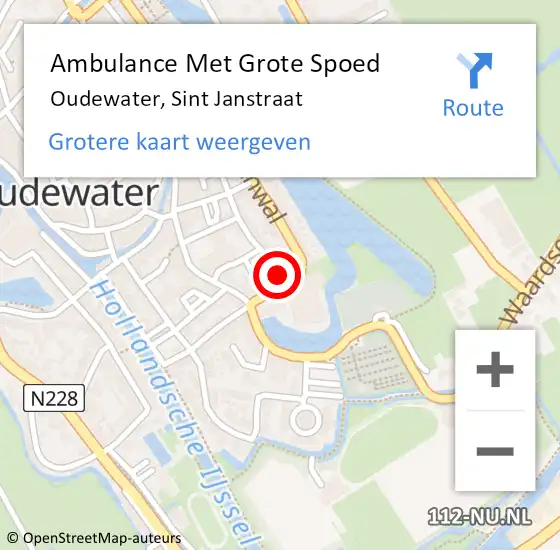 Locatie op kaart van de 112 melding: Ambulance Met Grote Spoed Naar Oudewater, Sint Janstraat op 22 februari 2022 16:57