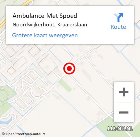 Locatie op kaart van de 112 melding: Ambulance Met Spoed Naar Noordwijkerhout, Kraaierslaan op 9 juli 2014 10:31