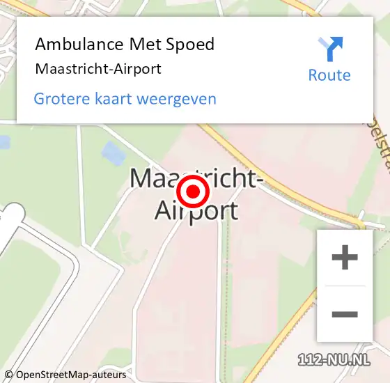 Locatie op kaart van de 112 melding: Ambulance Met Spoed Naar Maastricht-Airport op 22 februari 2022 17:23