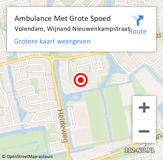 Locatie op kaart van de 112 melding: Ambulance Met Grote Spoed Naar Volendam, Wijnand Nieuwenkampstraat op 22 februari 2022 17:29