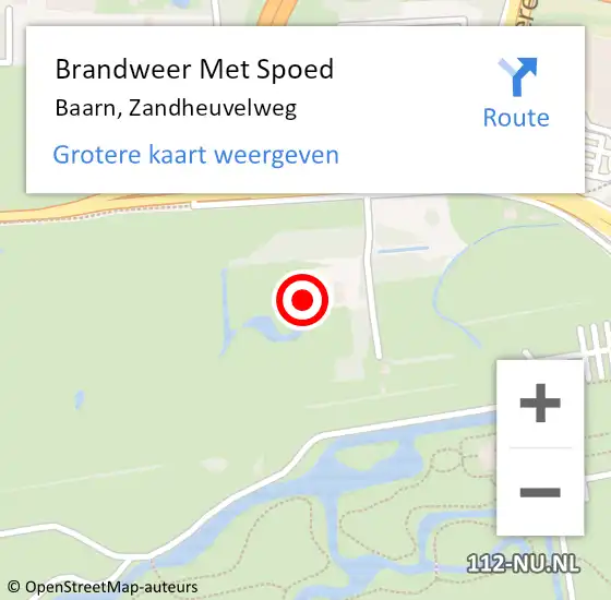 Locatie op kaart van de 112 melding: Brandweer Met Spoed Naar Baarn, Zandheuvelweg op 22 februari 2022 17:43