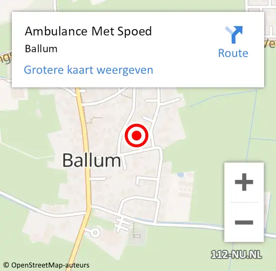 Locatie op kaart van de 112 melding: Ambulance Met Spoed Naar Ballum op 9 juli 2014 10:35