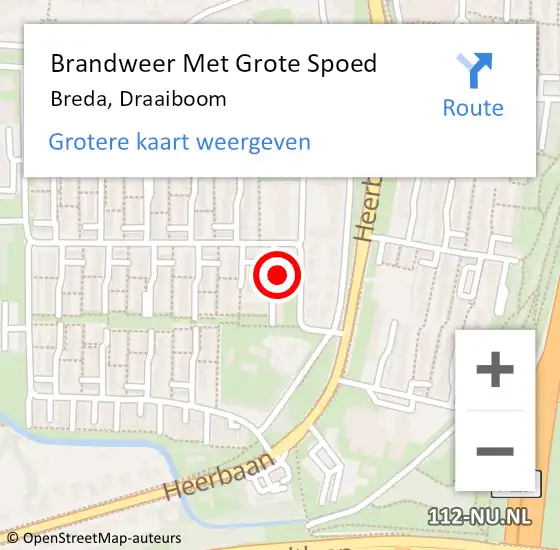 Locatie op kaart van de 112 melding: Brandweer Met Grote Spoed Naar Breda, Draaiboom op 22 februari 2022 18:14